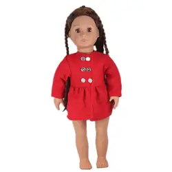 Модная кукольная одежда Кукла красное пальто кукла пуговицы пальто для 18 дюймов девушка кукла лучший детский подарок