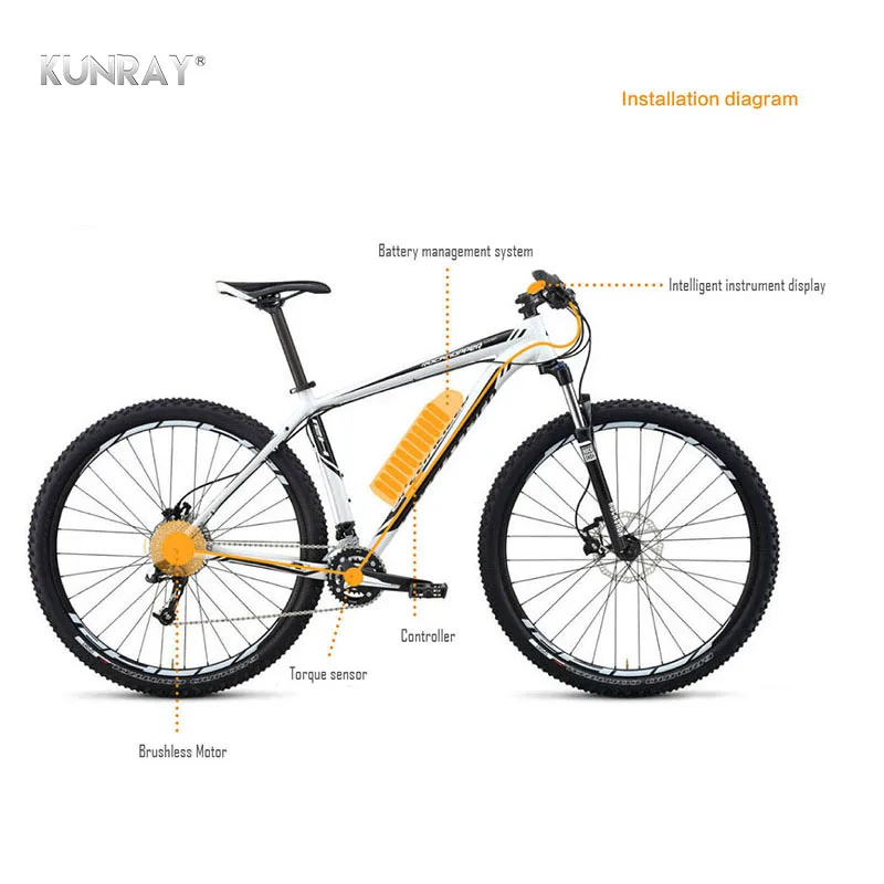 Комплект для переоборудования велосипеда KUNRAY бесщеточный мотор редуктор 36В 48В 350