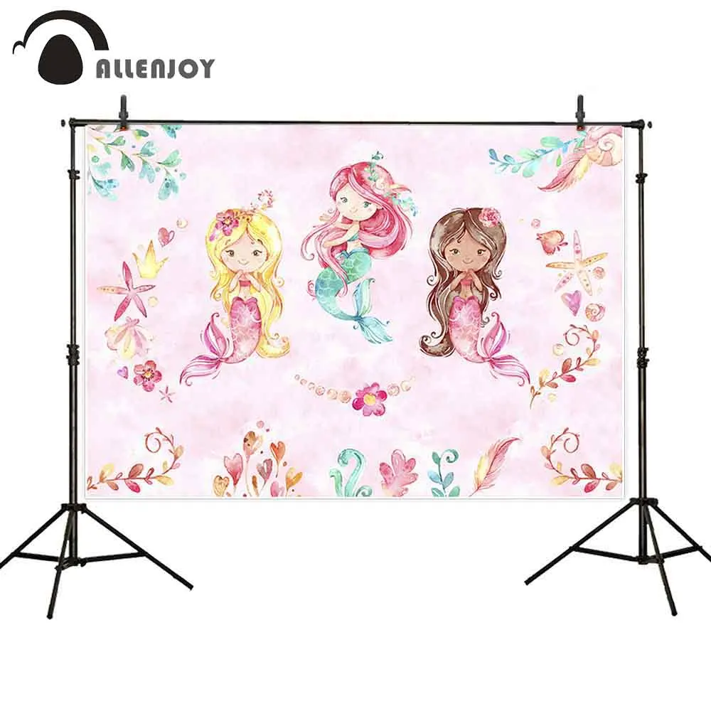 

Allenjoy background for photo studio mermaid girl leaf floral princess sweet photocall photobooth decor studio custom shoot prop