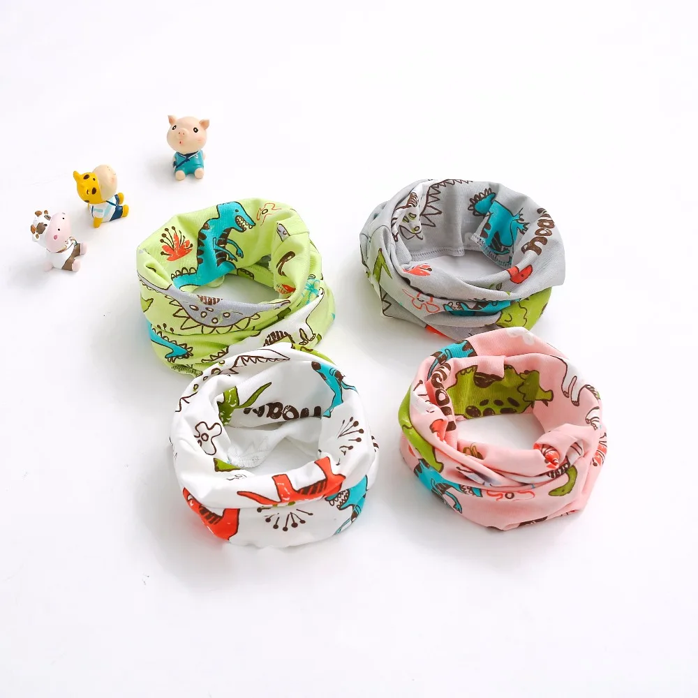 

2019 new cotton cartoon print flower fox bear winter warm thin o ring collars for kids under 10 years boys girls children scarf