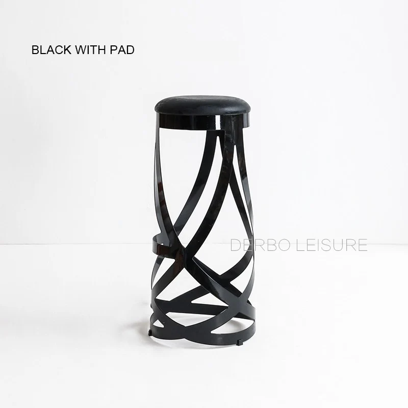 Современный классический дизайн модный Лофт Металлический Стальной кухонный стул, креативная столовая мебель популярный барный стул 1 шт - Цвет: Black with pad
