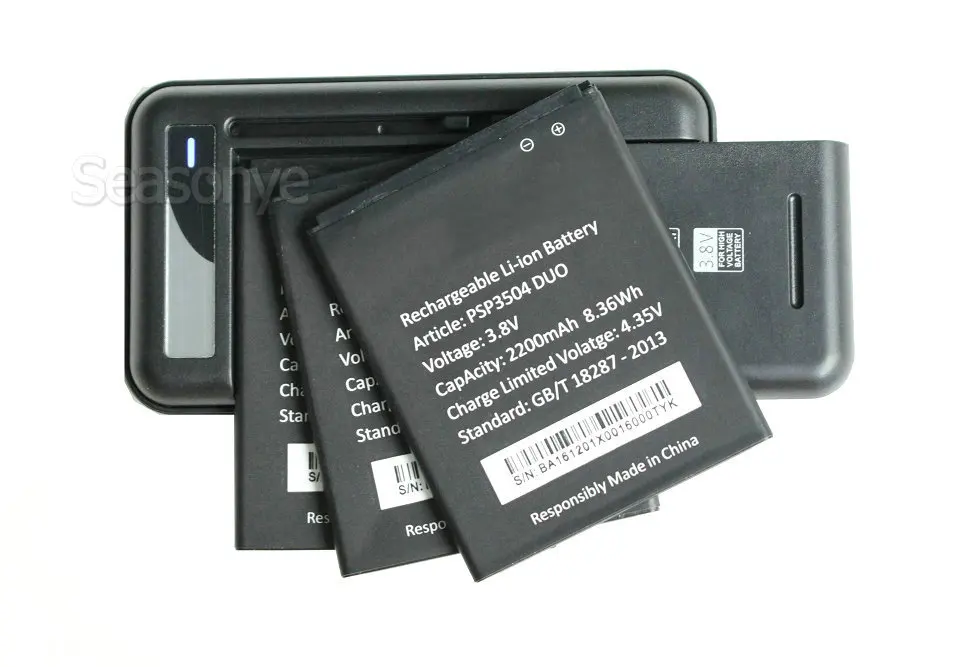

NEW 3x 2200mAh / 8.36Wh PSP3504 Replacement Battery + Universal Charger For Prestigio Muze C3 3504 PSP3504 Duo PSP3504Duo