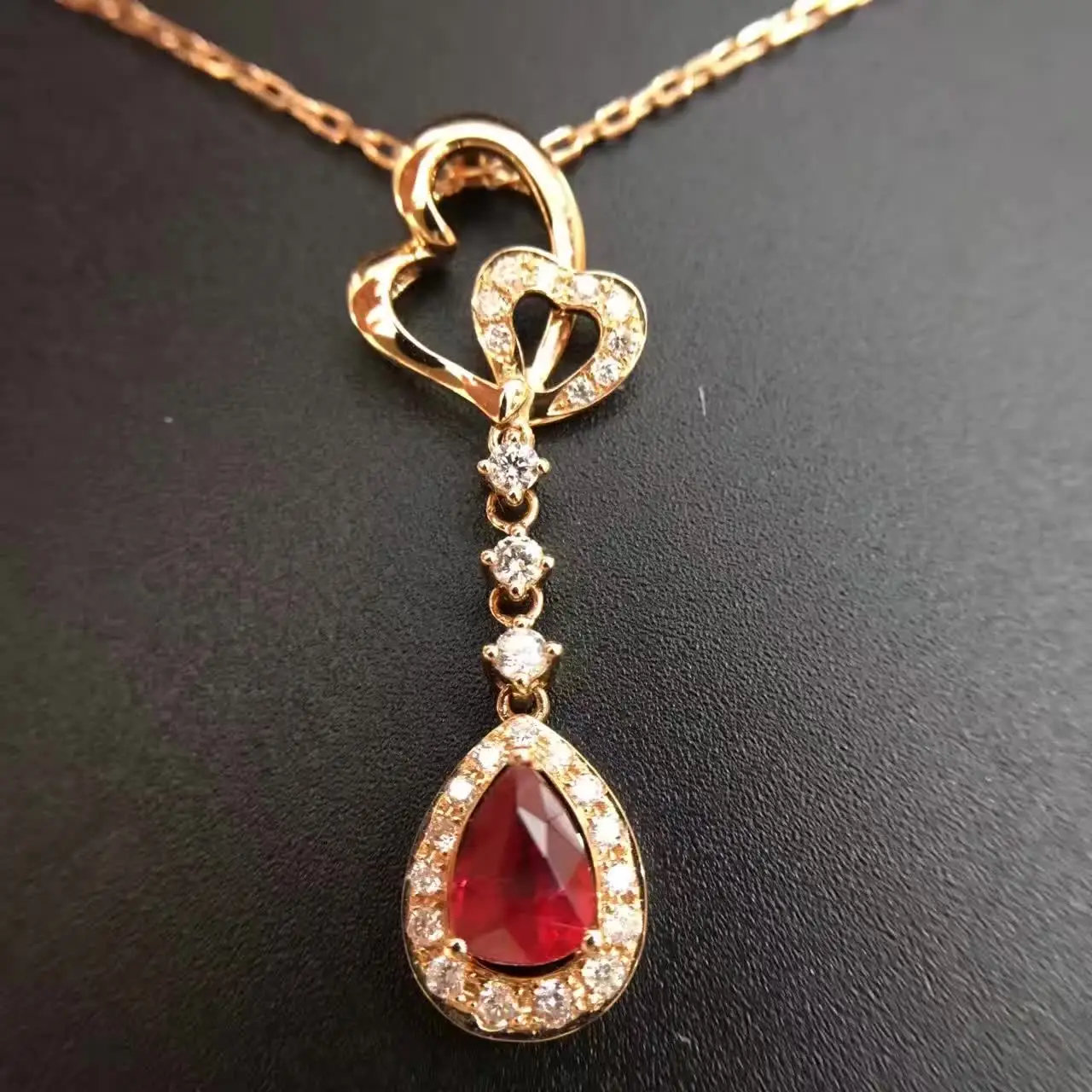0 654ct 0 24ct 18K Gold Natural Ruby and Pendant font b Necklace b font font