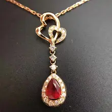 0.654ct+0.24ct 18K Gold Natural Ruby and Pendant Necklace Diamond inlaid 2016 Factory Direct New Arrival Fine Jewelry