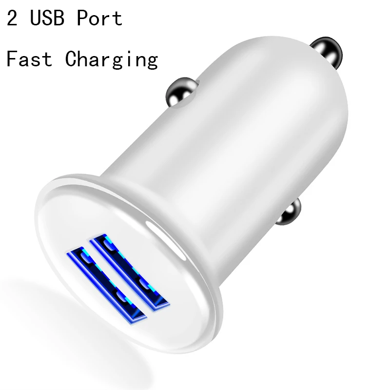 Thbelieve Dual Port Car Charger Short Cables 3 in 1 Data Cables For iPhone Keychain Cords For Micro USB Type C 2 USB Car-Charger (1)