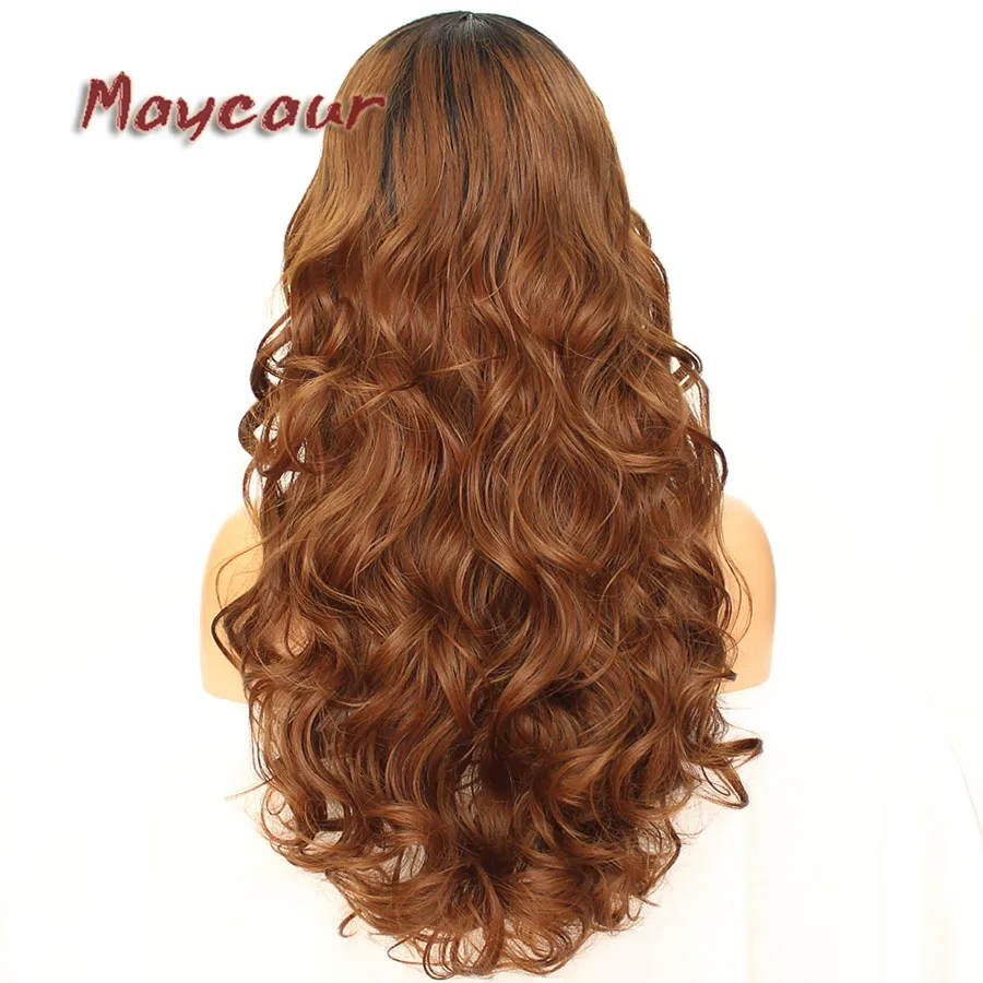 Maycaur Glueless Black Long Wavy Wig with Side Bangs Synthetic Hair Wigs for Women Heat Resistant Fiber Hair Wigs (11)