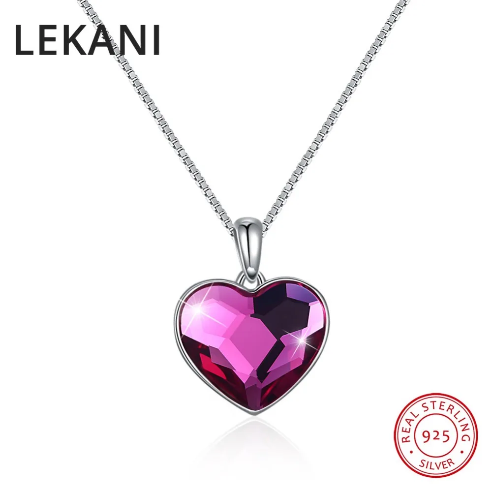 LEKANI Original Crystals From Swarovski Heart Pendant Necklace For Women Chic S925 Silver Collares Lovers Valentine's Day Gift LEKANI Original Crystals From Swarovski Heart Pendant Necklace For Women Chic S925 Silver Collares Lovers Valentine's Day Gift
