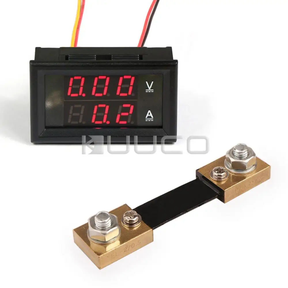 

Digital Meter DC 0 ~100V/100A Voltmeter Ammeter Red Led Display Voltage Current Meter DC 12V 24V Tester With Resistive Shunt