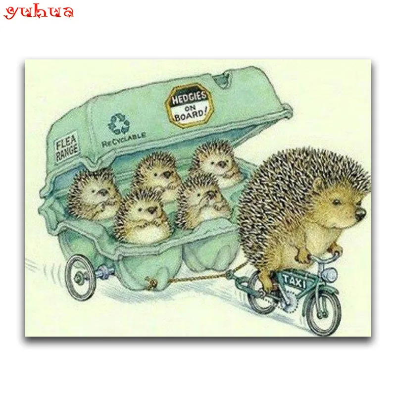 Diamond Mosaic Animal Full Square Drill Resin Hedgehog 5D DIY Embroidery Diamond Painting Driving Sundown Decor Home_