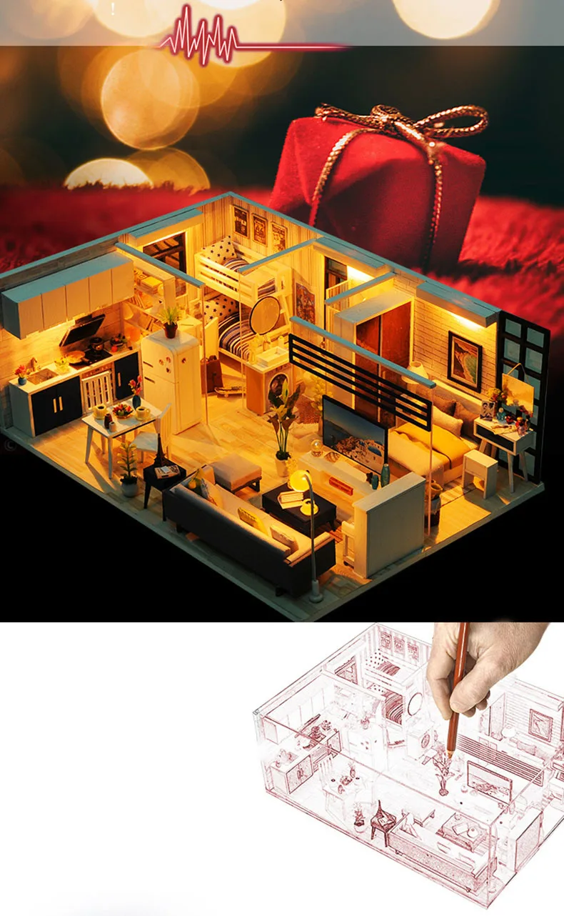 Ручной работы кукольный дом мебель Miniatura Diy кукольные домики миниатюрные деревянный кукольный домик игрушки для детей взрослые подарок на день рождения