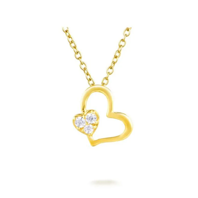 

18K Gold Forever Love Heart Clear Austrian Crystal Classic Necklaces Pendants For Valentine's Day Gift of Love 0.64G