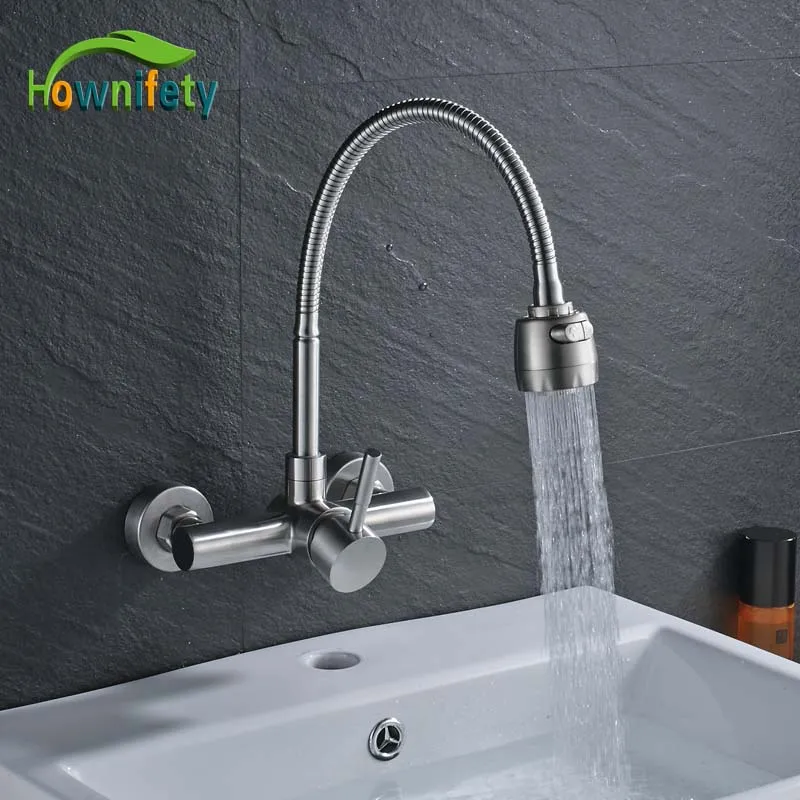 

Brushed Nickle Finish Kitchen Faucet Swivel Spout Flexible Pipe Dual Function Steam Sprayer sSpout Washing Mixer