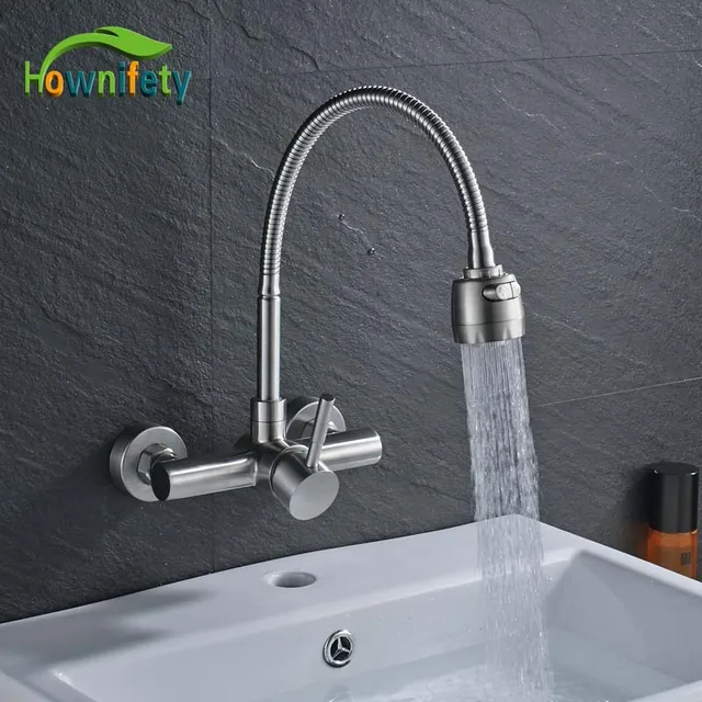 Best Quality Brushed Nickle Finish Kitchen Faucet Swivel Spout Flexible Pipe Dual Function Steam Sprayer sSpout Washing Mixer