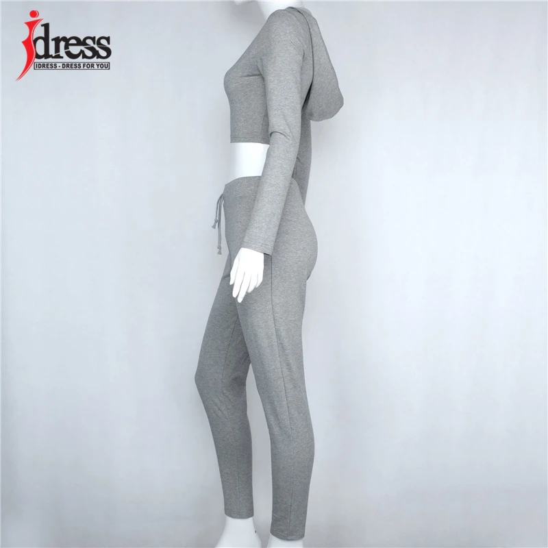 IDress Women Suit Outfit Two Piece Set Crop Top Legging Sweatpants Set Crop Hoodie Set Female Sweatshirt Pants Tracksuit Set (11)