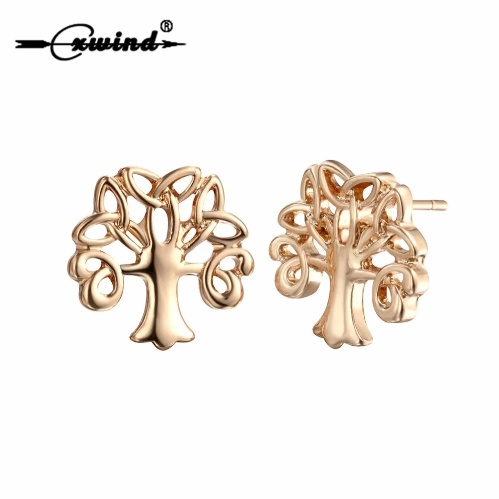 

Cxwind Tiny Tree of Life Stud Earrings for Women Wedding Punk Knot Tree Earring Statement Gold Silver Ear Jewelry
