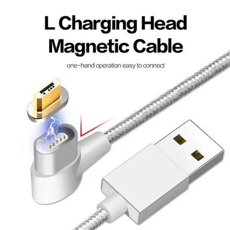 Dorwee 3 en 1 Cable magnético 90 grado tipo-c cbale para Xiaomi Redmi 4X Samsung S8 Nota 8 Micro USB tipo C 8 * pin Cable de datos