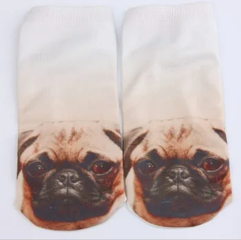 

120pairs/lot 3D cute pug dog print sock/slippers ankle socks/personalized short socks/pug sock
