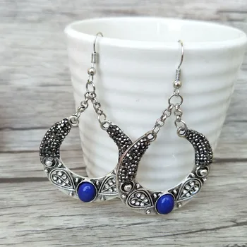

5 Pairs Bohemia round shape earrings pave rhinestone Gem stone hook ear dangle earrings for women Jewelry ER420