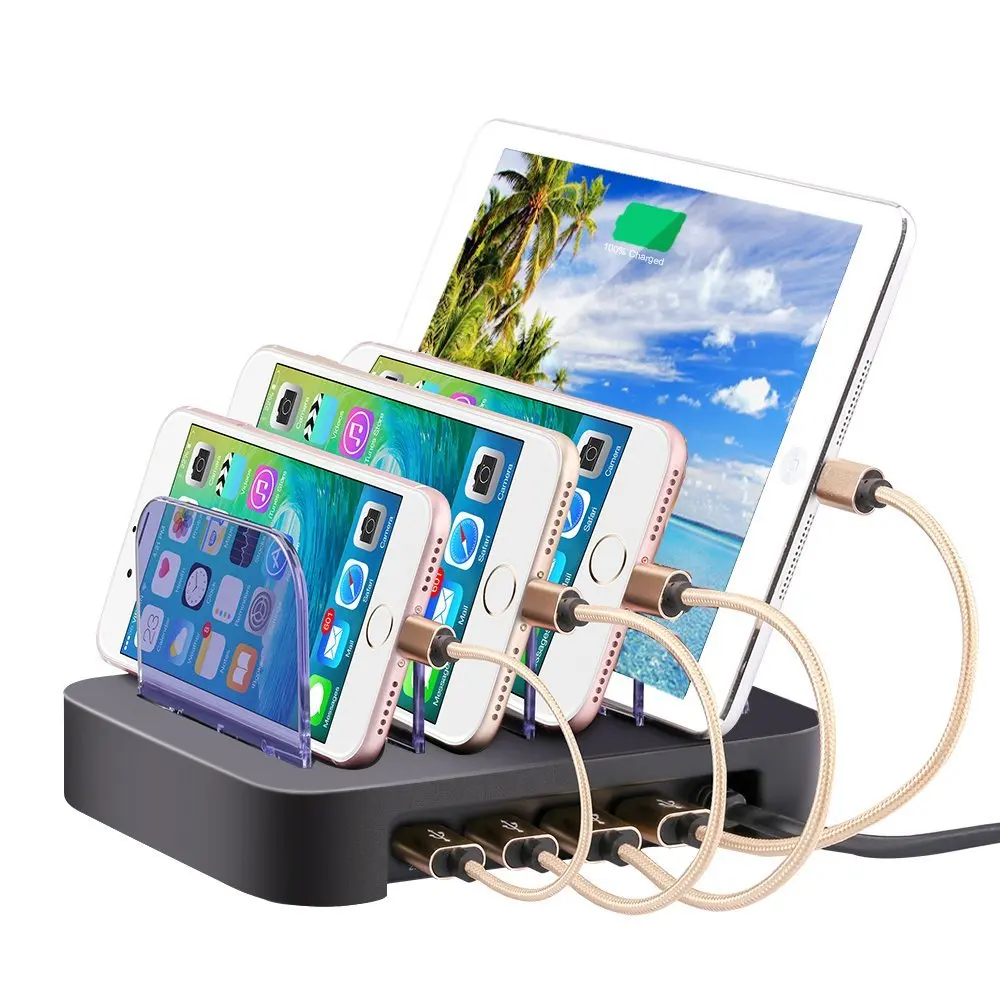 4 ميناء USB سطح المكتب شاحن العالمي شحن الهاتف المحمول محطة قفص الاتهام ل أجهزة متعددة الهاتف الذكي أقراص