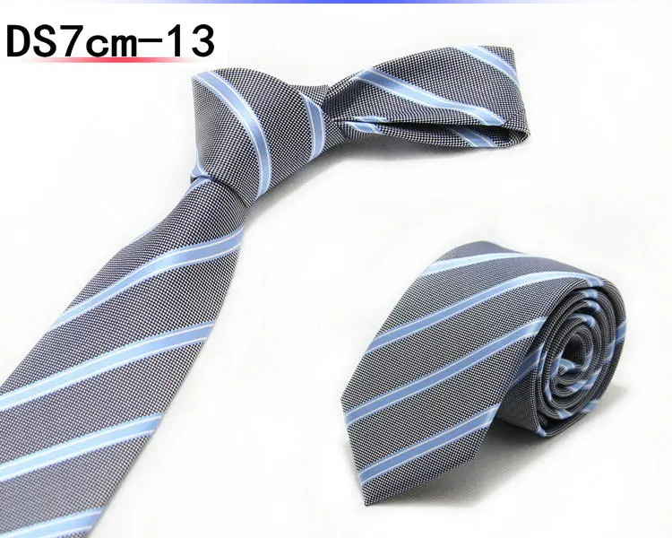 Заводские Классические мужские галстуки 7 см в полоску из полиэстера и шелка, Формальные Галстуки для жениха, свадебные, деловые галстуки, модные галстуки - Цвет: 13