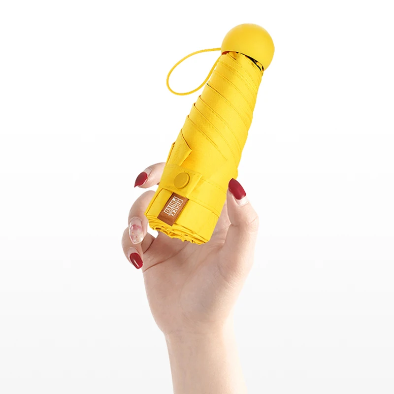 Ultra Small UV Protection Sunny Umbrella Rain Women Gril Mini Pocket 5 Fold Windproof Umbrella Portable Sunscreen Female Parasol