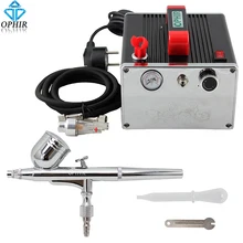 OPHIR Body Paint Black 0.3 mm Dual-Action Airbrush Air Compressor for Nail Art, Eyebrow Pencil Makeup Hobby # AC091+AC004A OPHIR Body Paint Black 0.3 mm Dual-Action Airbrush Air Compressor for Nail Art, Eyebrow Pencil Makeup Hobby # AC091+AC004A
