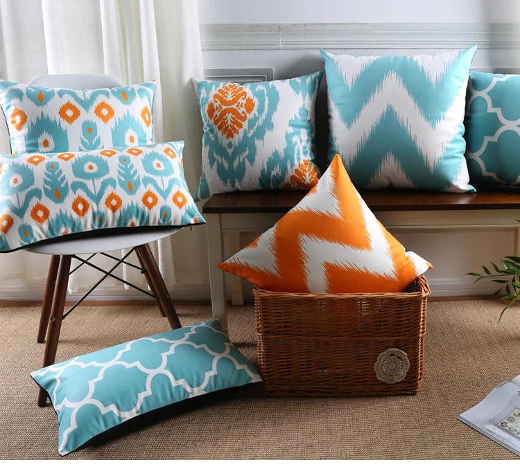 orange patterned cushions