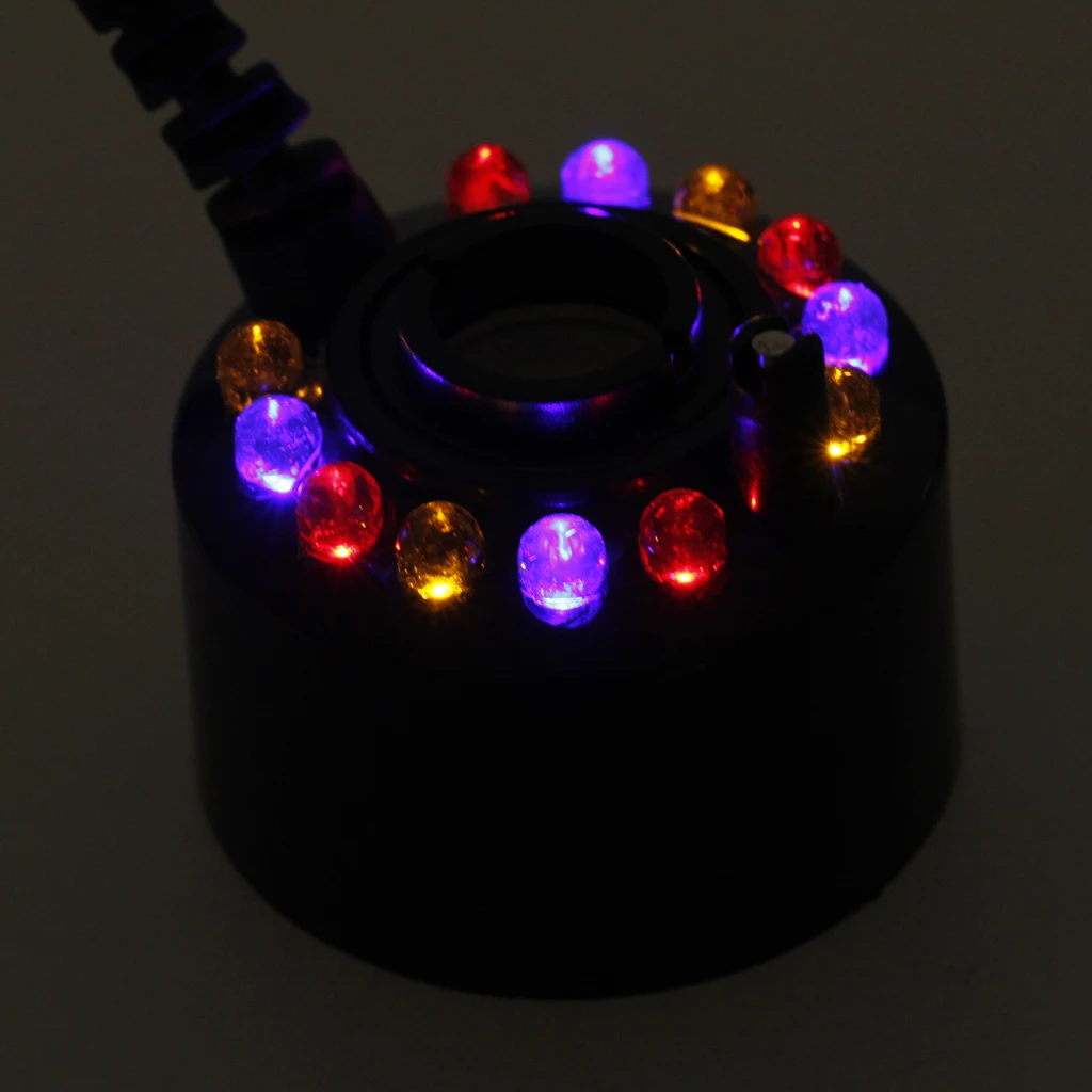 3-Цвет светильник Ultrasonic12-LED пруд, туманный распылитель, фоггер воды фонтан штепсельная вилка европейского стандарта