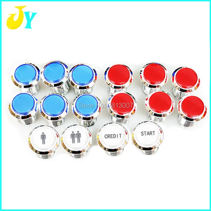 

16PCS/set Chrome plated 12V LED Illuminated push buttons arcade buttons 1&2 Player CREDIT START buttons JAMMA KIT DIY