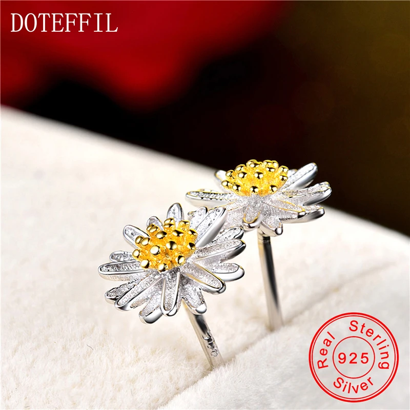 Женские серьги гвоздики из серебра 100% пробы с хризантемой|flower stud earrings|fashion earringsstud