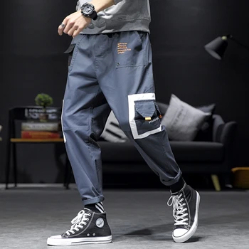 

Oversize 5XL Patchwork Streetwear Men Harajuku Pant Many Pockets Casual Cargo Pant Joggers Trousers Fashion Clothing 2019 Spring