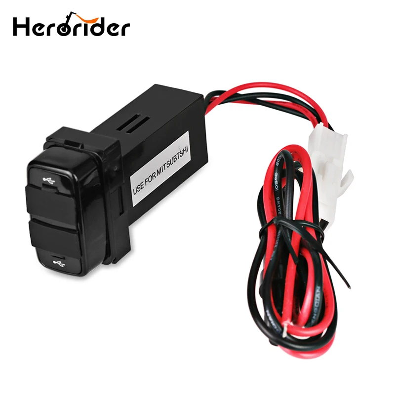Автомобильное зарядное устройство Herorider 5V 2.1A с двумя разъемами USB для MITSUBISHI