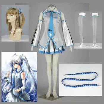 

Athemis Yuki MIKU Silver Dress Anime Vocaloid Cosplay Girls Dress Outfit Fascinating Pleated Skirt Mini Dress