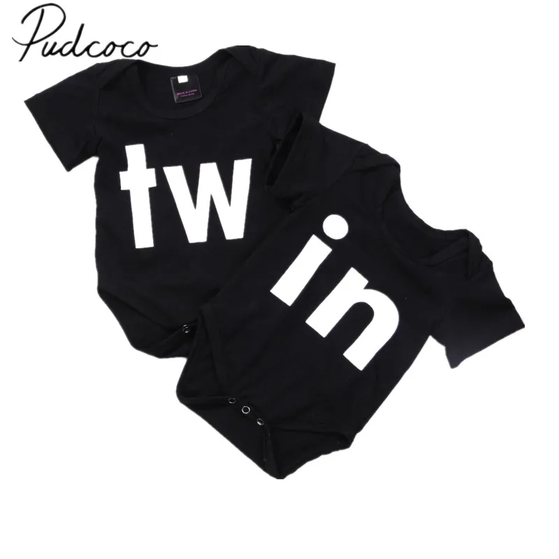 

2018 Brand New Newborn Infant Toddler Baby Girl Boy Twin Bodysuit Twins Matching Jumpsuit Short Sleeve Outfit Cotton Clothes