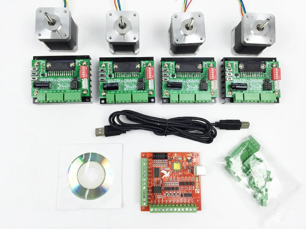4-осевой комплект CNC mach3 USB 4 драйвера TB6560 + плата контроллера шагового двигателя