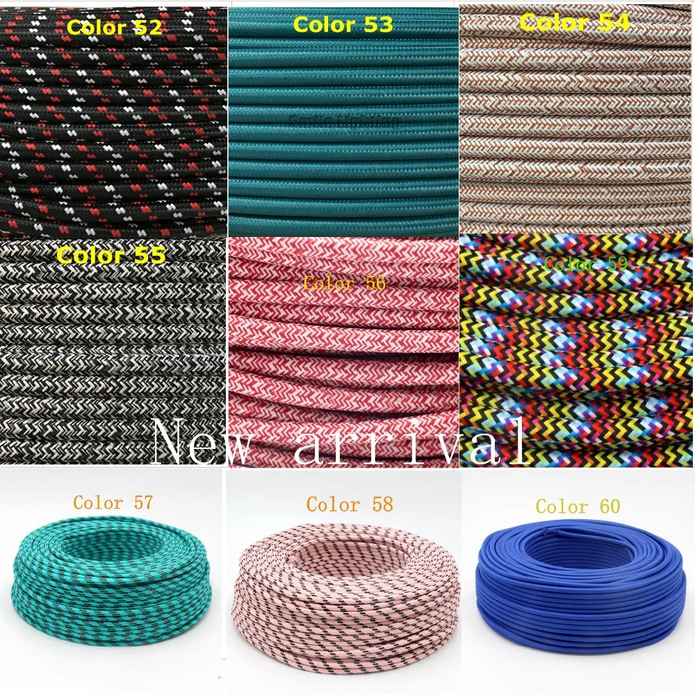 

3m 5m 10m 2 Core 0.75mm2 Fabric Cloth Flexible Cable Color Cord Textile Electrical Wire Power Cord