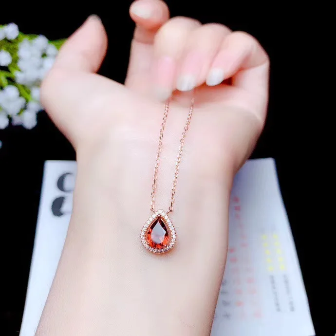 Goedkoop Nieuwste Ontwerp Dropping Ketting 925 Puur Zilver Granaat Red Ruby Ketting Speciale Prijs Pakket