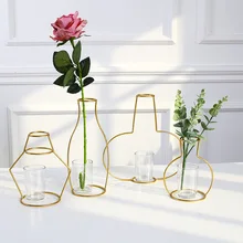 В скандинавском стиле металлическая железная ваза рамка цветы стеллажи геометрический художественный Декор металлический каркас стеклянная ваза для цветов Сад Современный домашний декор