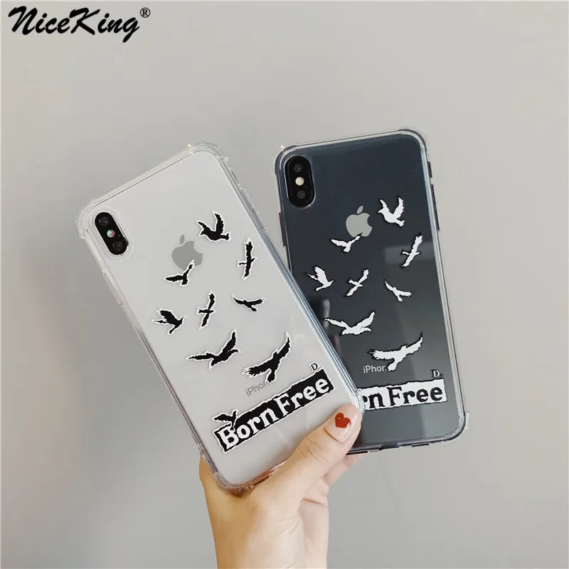 

Niceking Cute Seagull Case For iPhone 7 Plus Phone Case For iPhone 6 6s 8 Plus Airbag TPU Soft Cover For iPhone X XS MAX XR 6 S
