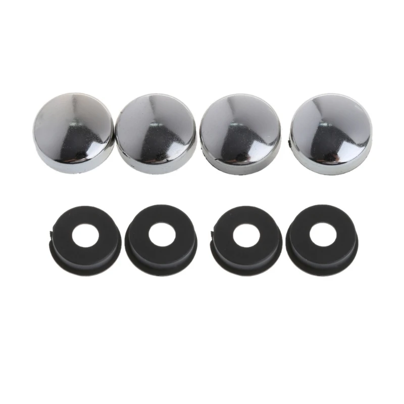 4pcs Chrome License Plate Frame Security Screw Bolt Caps Covers For Car Truck