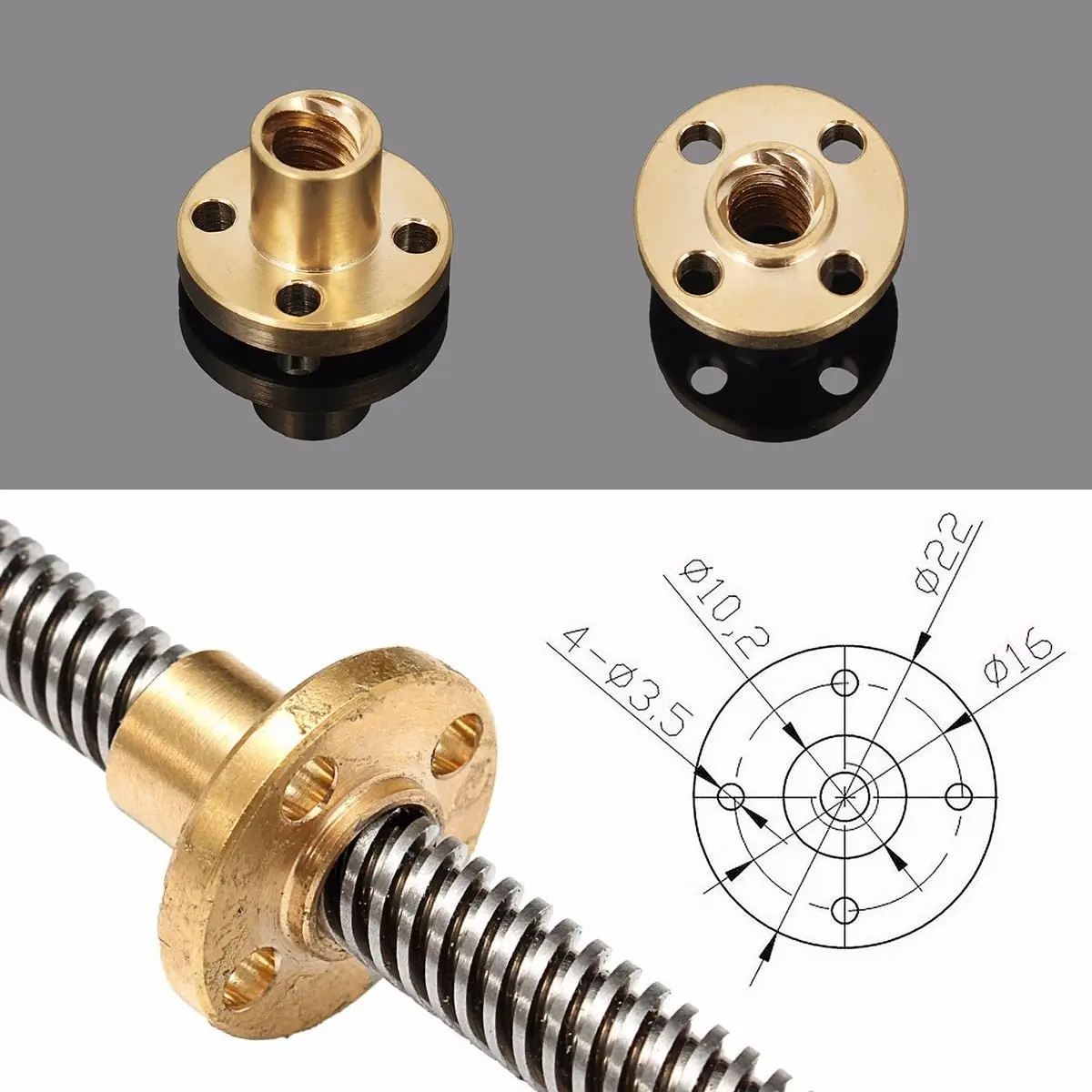 Buy SULEVE New 8mm T Type Lead Screw Nut Brass Nut For