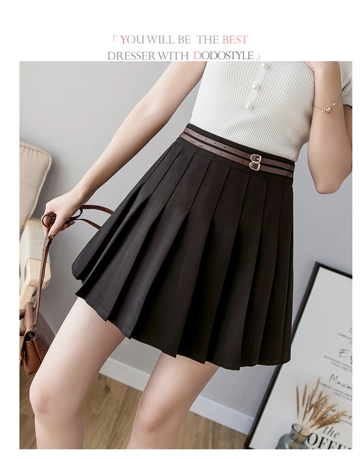 blanco De 2019 Falda Llegada Verano Moda americano Faldas Mini Europa Nueva Las Q700 Mujer Alta Plisada Cintura Cosplay Mujeres Viento Negro IIfqR