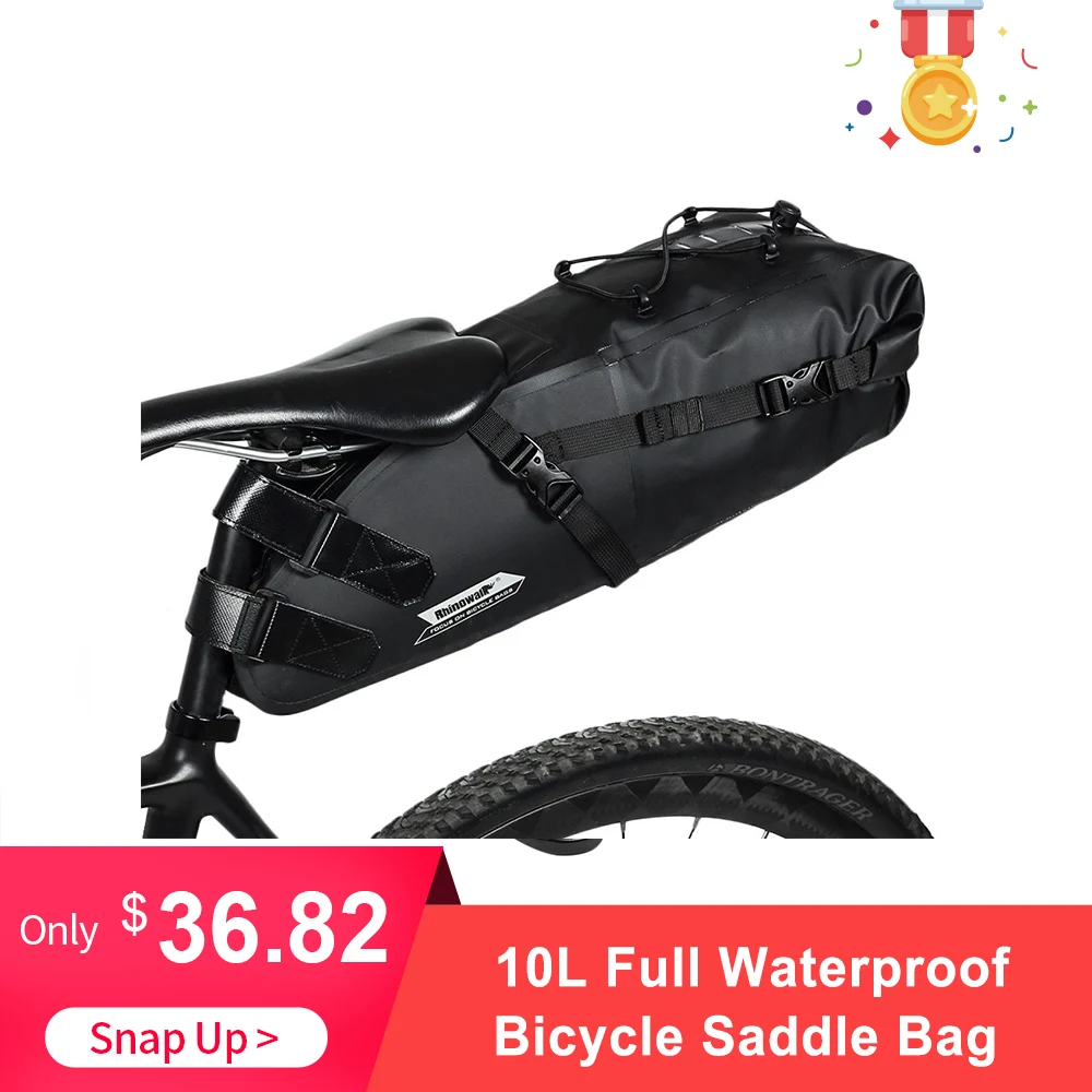 Cheap RHINOWALK Bike bag 10L Full Waterproof Bicycle Saddle Bag Road Mountain Bike Cycling Rear Rack Bag Luggage Pannier Accessories 0