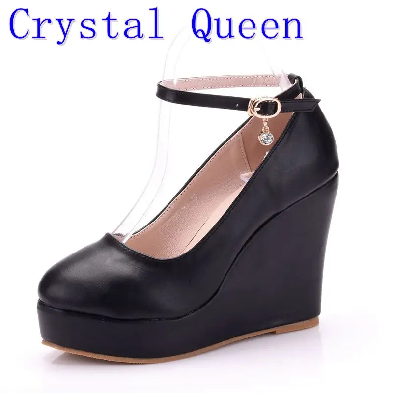 

Crystal Queen Crystal Ankle Strap Heel High Wedges Platform Summer Pumps For Women Casual Elegant Print Wedges Platform Shoes