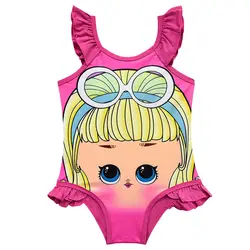 Новинка 2019 года, детский цельный купальный костюм с героями мультфильмов для девочек в европейском и американском стиле, милый купальный