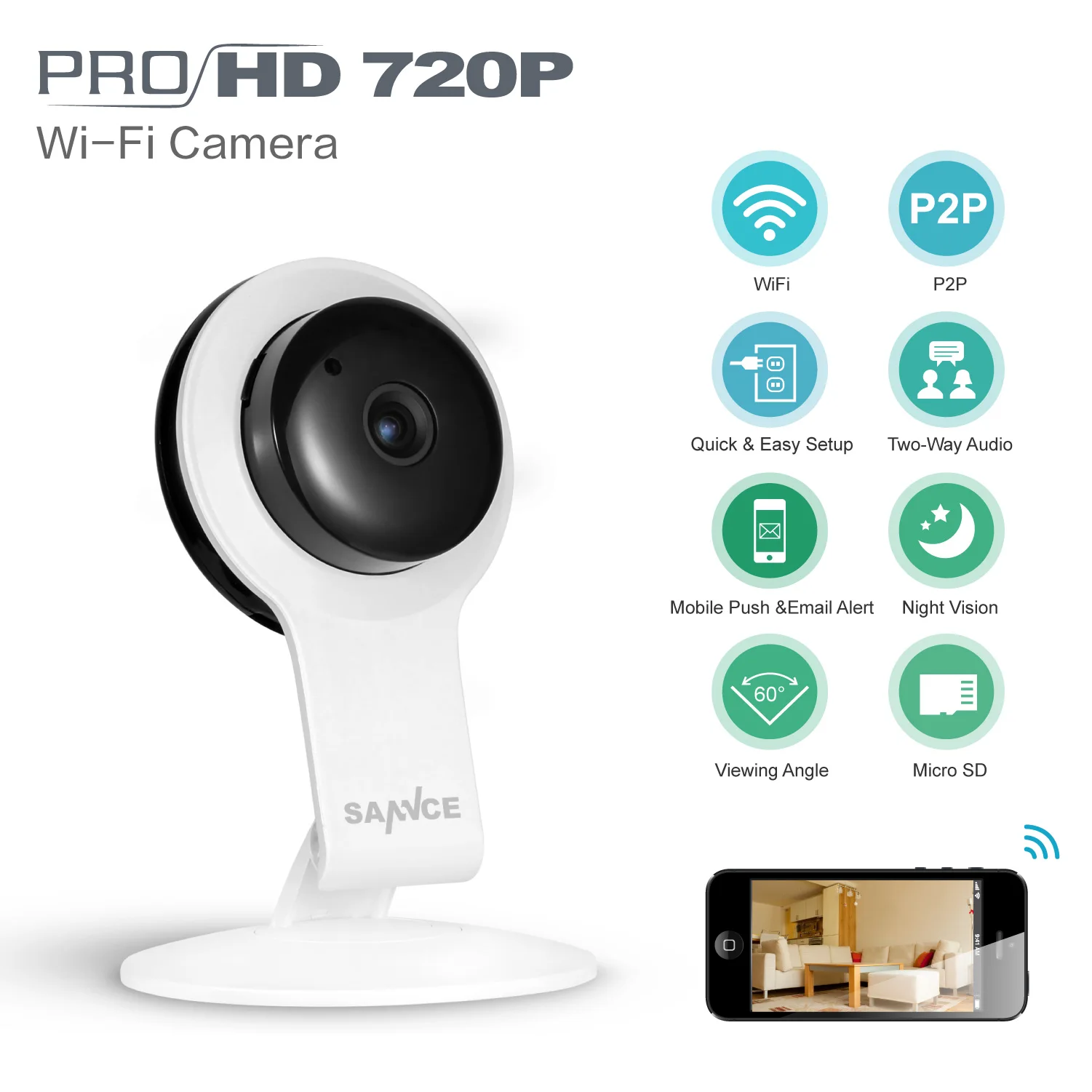 

FB SANNCE Wireless 720P IP Network Security Wifi Camera Indoor IR Two-Way Audio