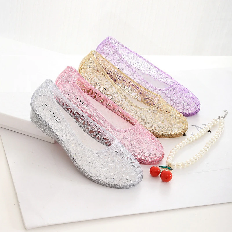 

Women Sandals Sweet Sleeve Birds Nose Shoes New Summer Women Slippers Sparkling Crystal Jelly Shoes