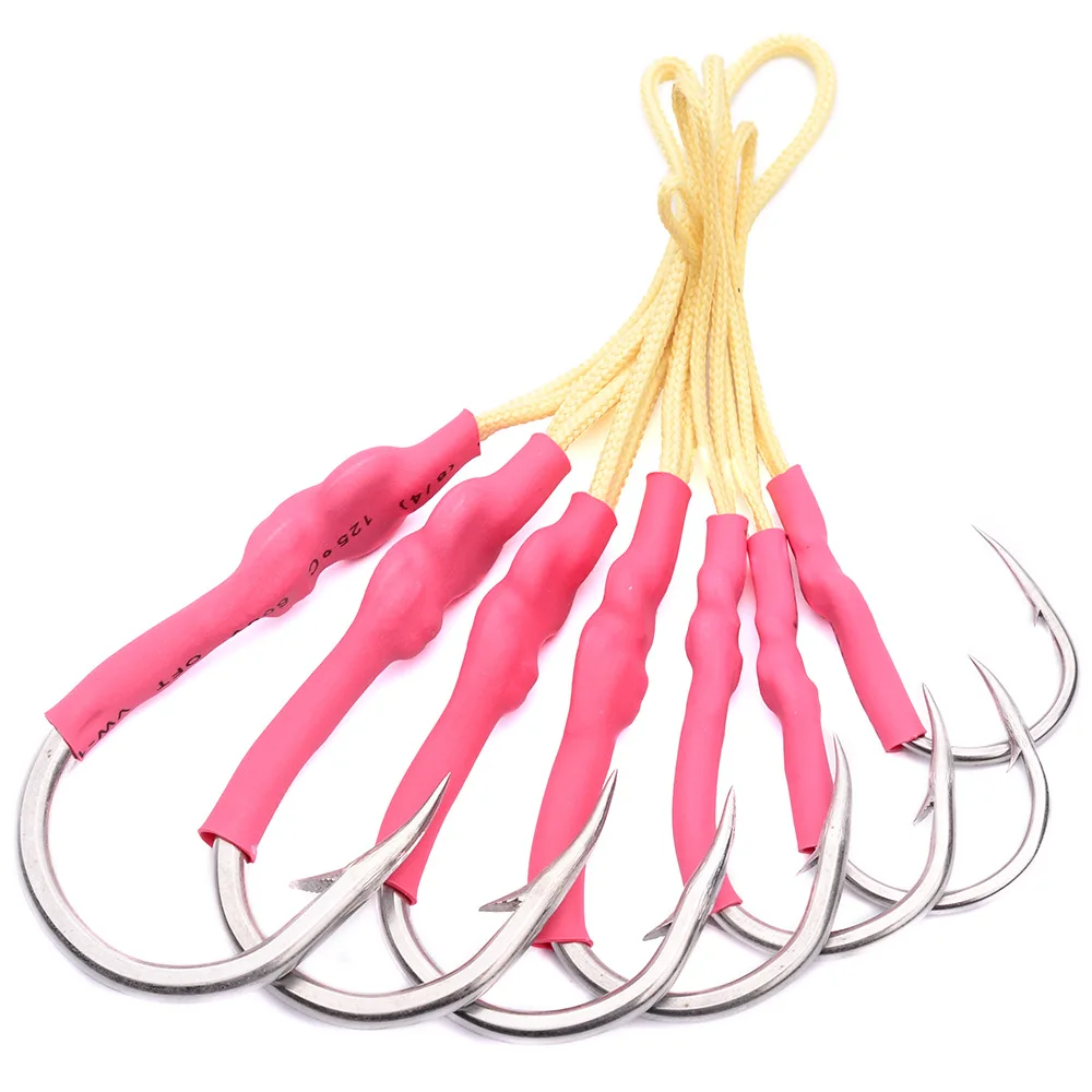 10pcs Strong Saltwater Stainless Steel Jig Hooks Assist Bait Fishing