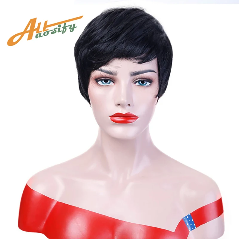 Allaosify Synthetic Short Wig pixie Cut Wig for Women High Temperature