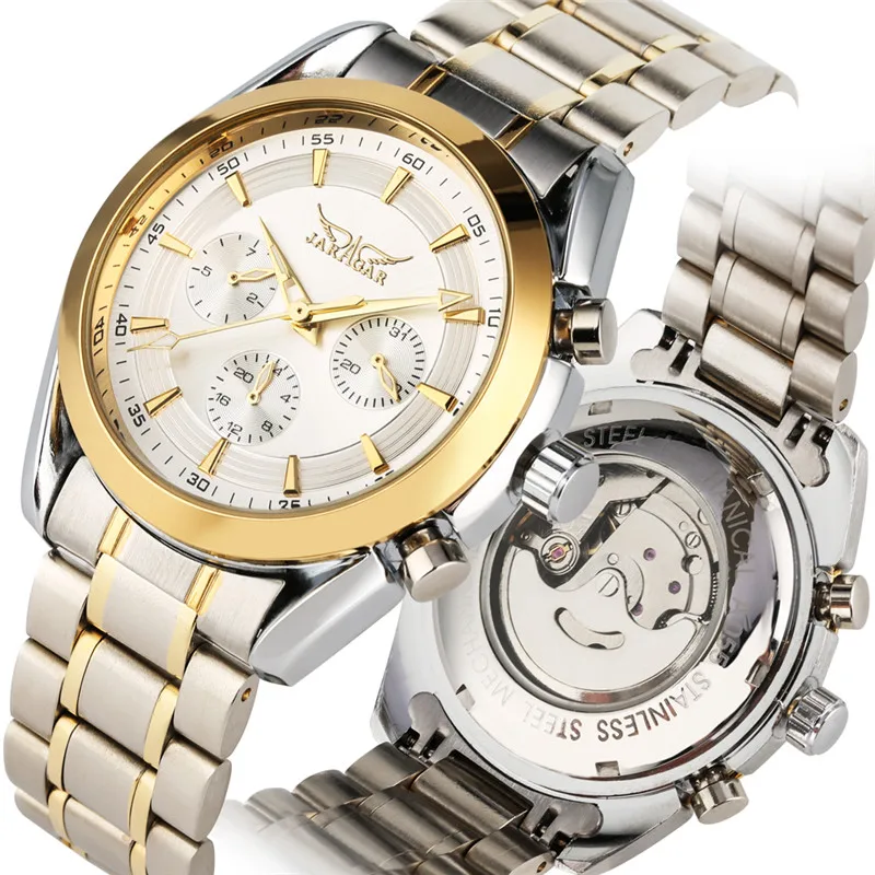 

Exquisite Automatic Mechanical Watches Self Wind for Men Business White Dial Premium Calendar Function Mechanical Wristwatches